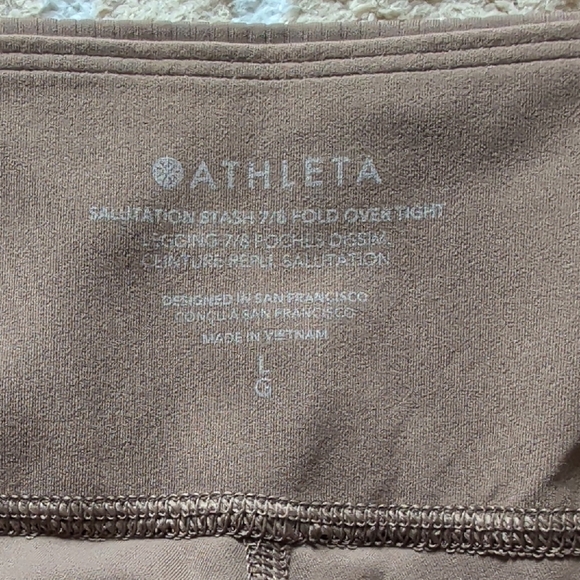 Athleta Salutation Stash 7/8 Fold Over Tight Clay NWT - Picture 7 of 9